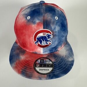 Chicago Cubs Hat New Era 9Fifty Red White Blue Tie Dye Snapback Cap Limited Rare